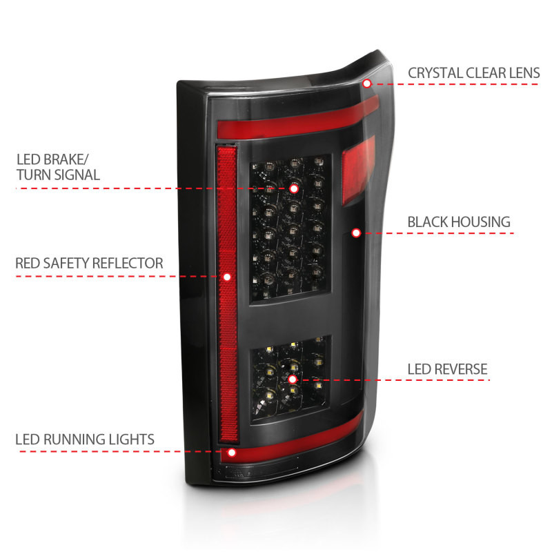 ANZO LED Taillights Black w/ Sequential for 15-17 Ford F-150