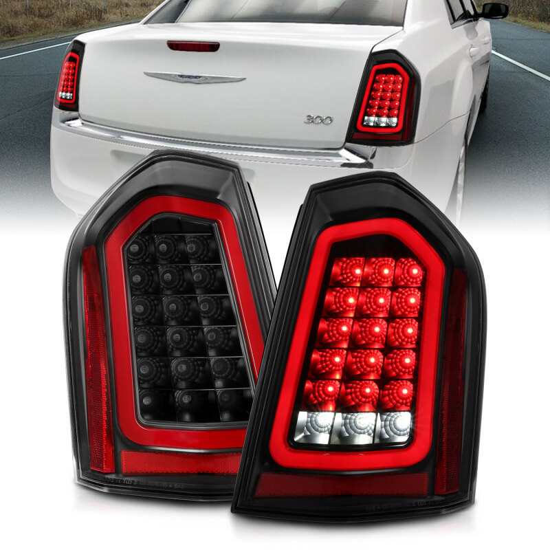 ANZO LED Taillights Black w/ Sequential for 11-14 Chrysler 300
