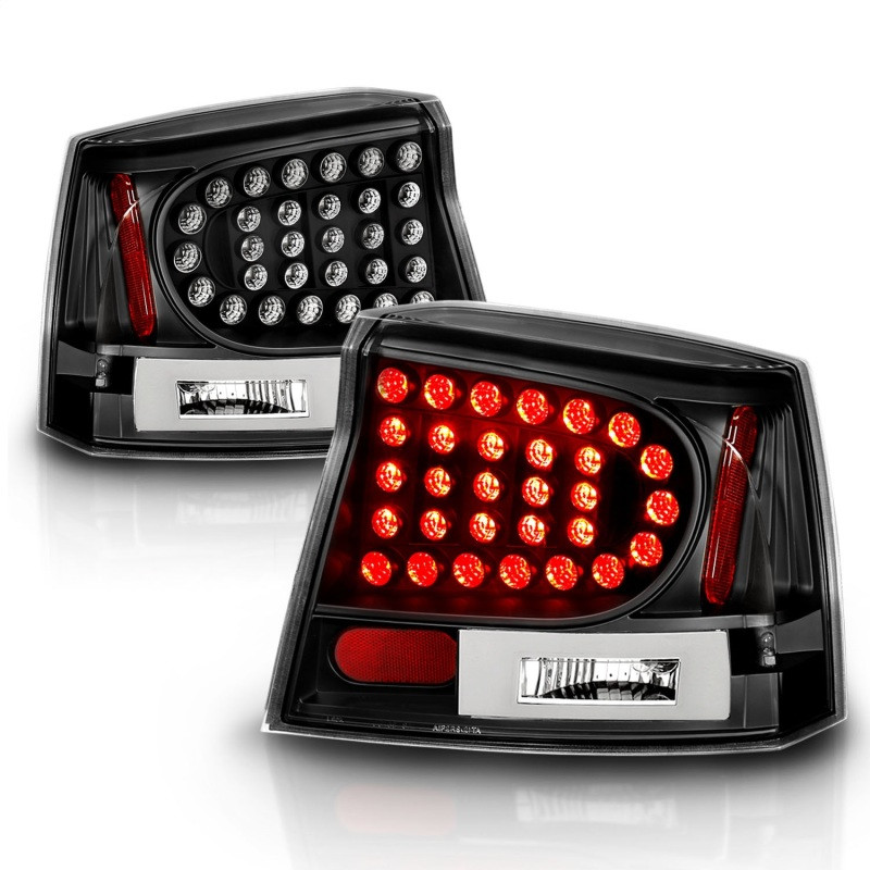 ANZO LED Taillights Black for 2006-2008 Dodge Charger