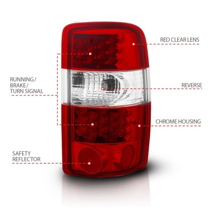 ANZO LED Taillights Red/Clear for 2000-2006 Chevrolet Suburban