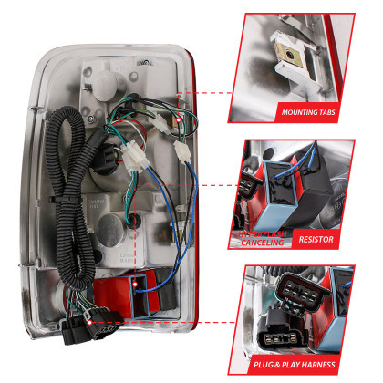 ANZO LED Taillights Red/Clear for 2000-2006 Chevrolet Suburban