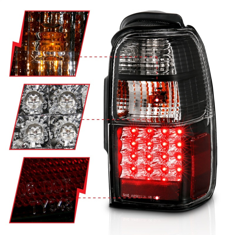 ANZO Runner LED Taillights Black for 2001-2002 Toyota 4