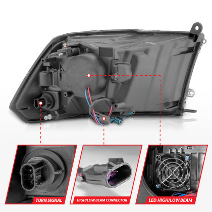 ANZO Full LED Square Projector Headlights for 2009-2020 Dodge Ram 1500