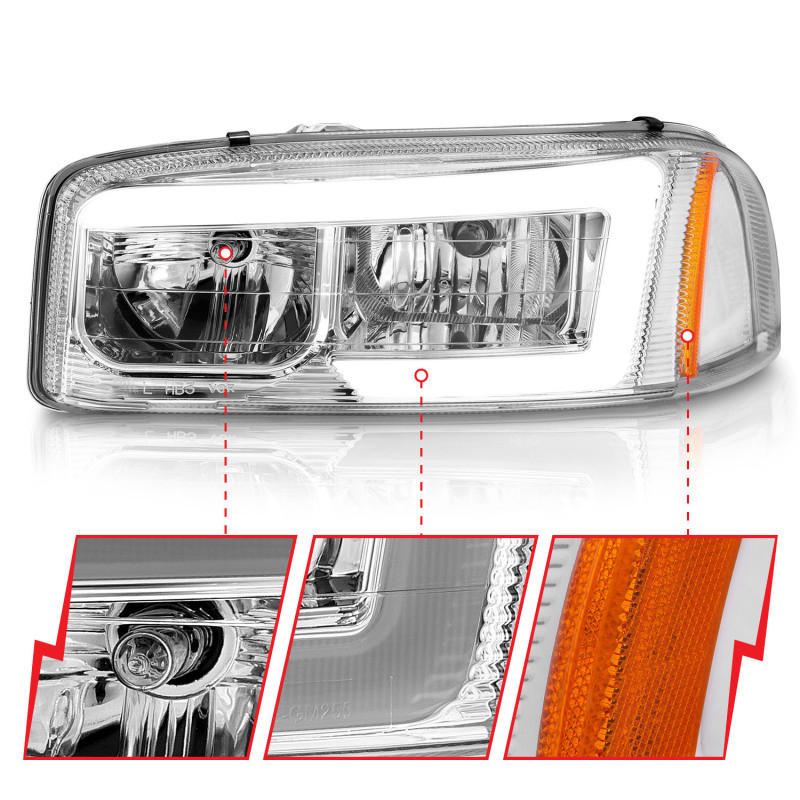 Anzo Headlights Chrome Amber for 99-17 GMC Sierra/Denali