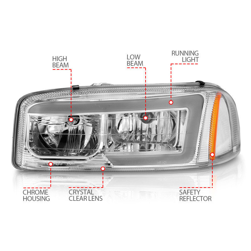 Anzo Headlights Chrome Amber for 99-17 GMC Sierra/Denali