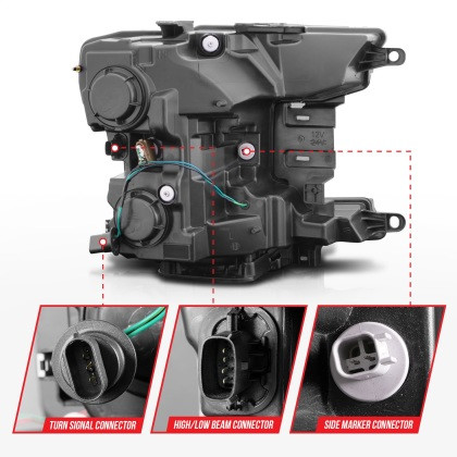 ANZO Projector Headlight w/ Plank Style Switchback Black Housing for 18-20 F-150
