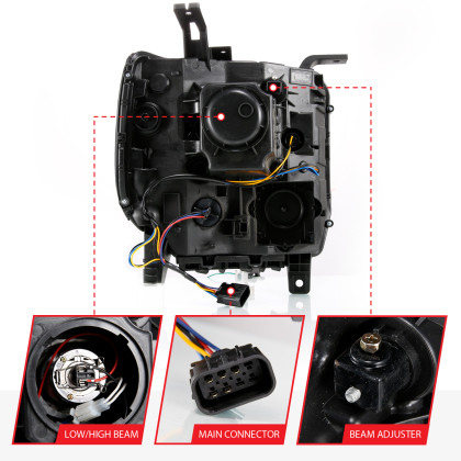 ANZO Projector Headlight Plank Style Black w/ Switchback for 14-15 Sierra 1500