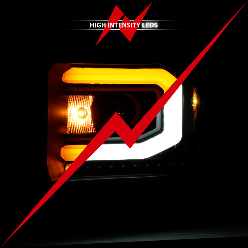 ANZO Projector Headlight Plank Style Black w/ Switchback for 14-15 Sierra 1500