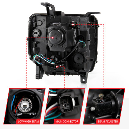 ANZO Projector Headlight Plank Style Black for 16-19 Gmc Sierra 1500