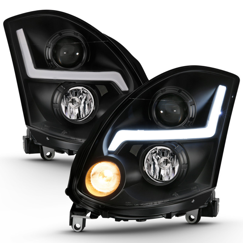 ANZO Projector Headlight Plank Style Black for 2003-2007 Infiniti G35