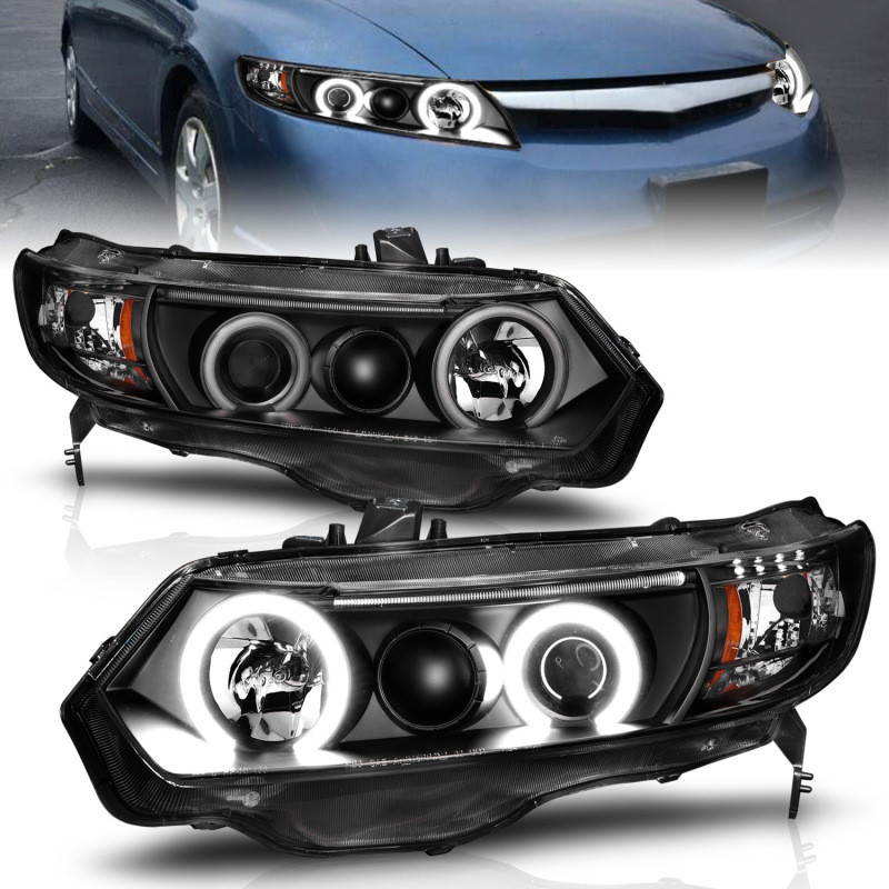 ANZO Projector Headlights w/ Halo Black (CCFL) for 2006-2011 Honda Civic