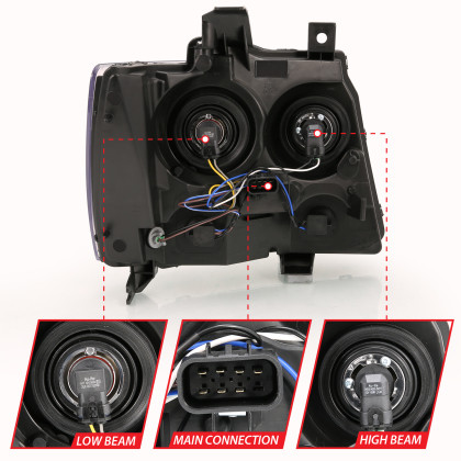 ANZO Crystal Headlight Chrome Amber(OE) for 2007-2014 Chevy Tahoe