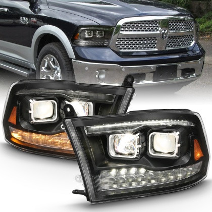 ANZO Projector H.L. Switchback Chrome Amber Headlights for 09-18 Ram 1500