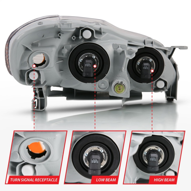 ANZO Crystal Headlight Chrome Amber for 2005-2008 Toyota Corolla