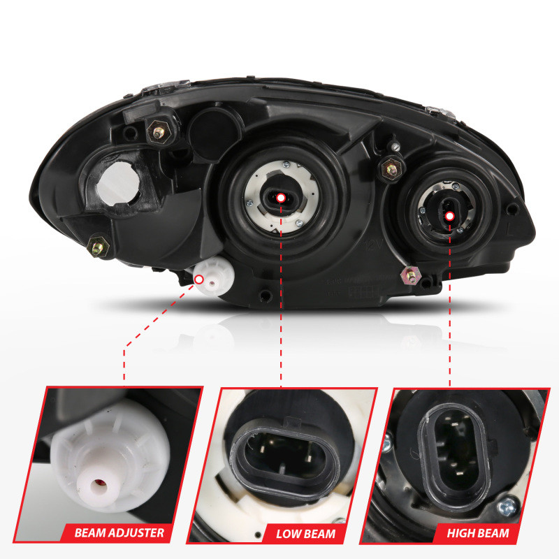 ANZO Crystal Headlight Chrome Amber (OE) for 2001-2005 Chrysler Pt Cruiser