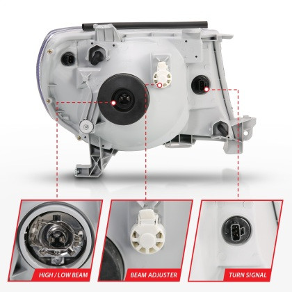 ANZO Crystal Headlight Chrome Amber for 2005-2011 Toyota Tacoma