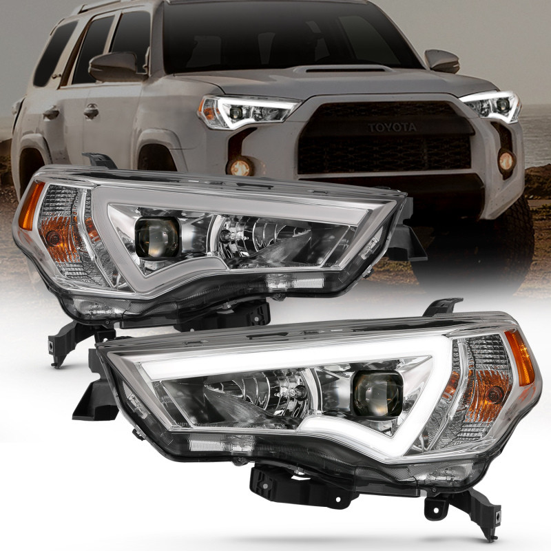ANZO Plank Style Projector Headlights Chrome w/ Amber for 14-18 Toyota 4 Runner
