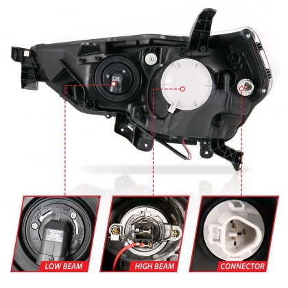 ANZO Plank Style Projector Headlights Black w/ Amber for 14-18 Toyota 4 Runner