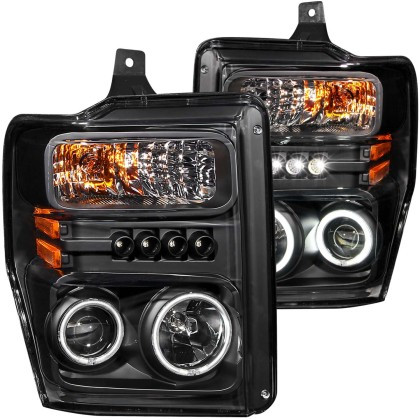 ANZO Projector Headlights w/ Halo Black (CCFL) for 2008-2010 Ford F-250