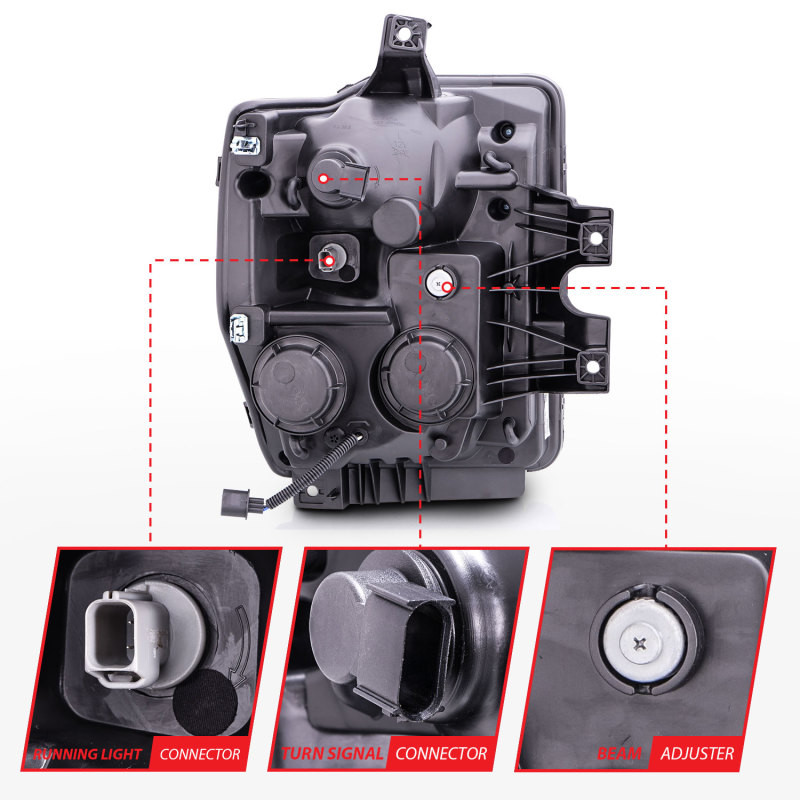 ANZO Projector Headlights w/ Halo Black (CCFL) for 2008-2010 Ford F-250