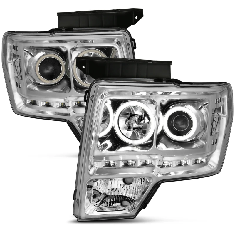 ANZO Projector Headlights w/ Halo Chrome (CCFL) G2 for 2009-2014 Ford F-150