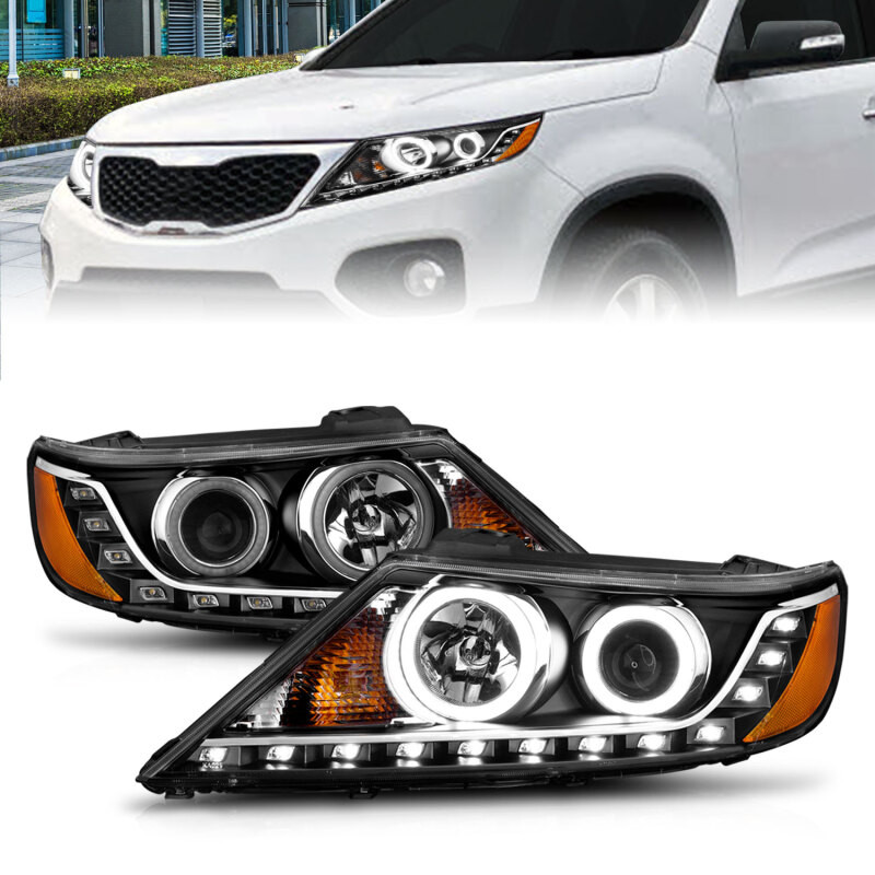 ANZO Projector Headlights w/ Halo Black (CCFL) for 2011-2013 Kia Sorento