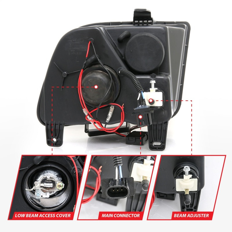 ANZO Projector Headlights w/ Halo Black for 2005-2009 Ford Mustang