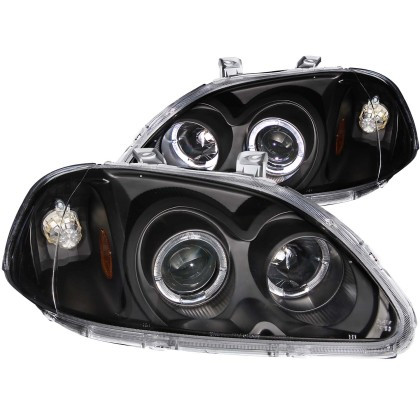 ANZO Projector Headlights w/ Halo Black for 1996-1998 Honda Civic