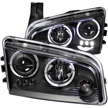 ANZO Projector Headlights w/ Halo Black for 2006-2010 Dodge Charger