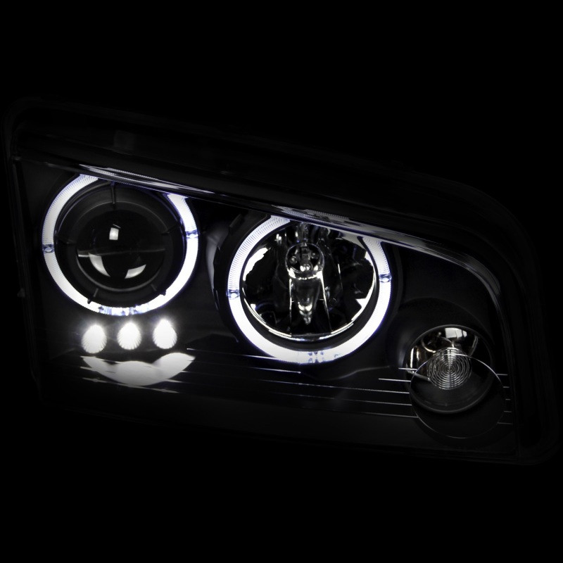 ANZO Projector Headlights w/ Halo Black for 2006-2010 Dodge Charger