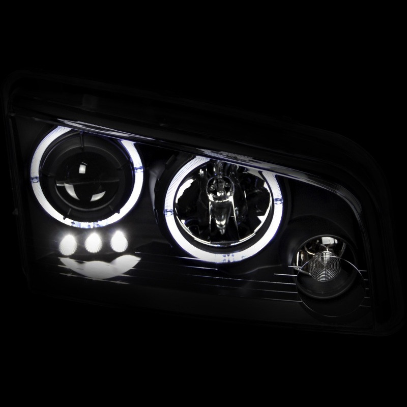 ANZO Projector Headlights w/ Halo Black for 2006-2010 Dodge Charger