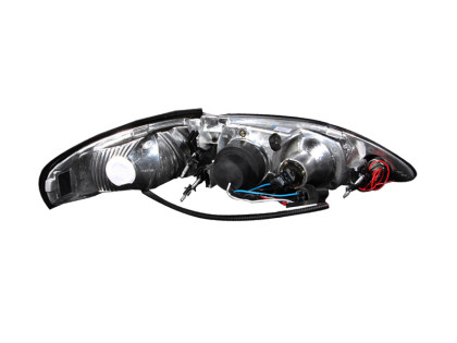 ANZO Projector Headlights w/ Halo Black 1pc for 1994-1998 Ford Mustang