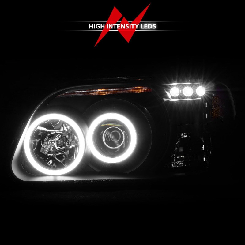 ANZO Projector Headlights w/ Halo Black 1 pc for 1995-2001 Ford Explorer
