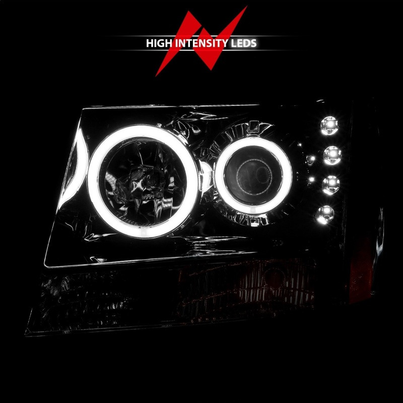 ANZO Projector Headlights w/ Halo Chrome for 2007-2013 Chevrolet Avalanche