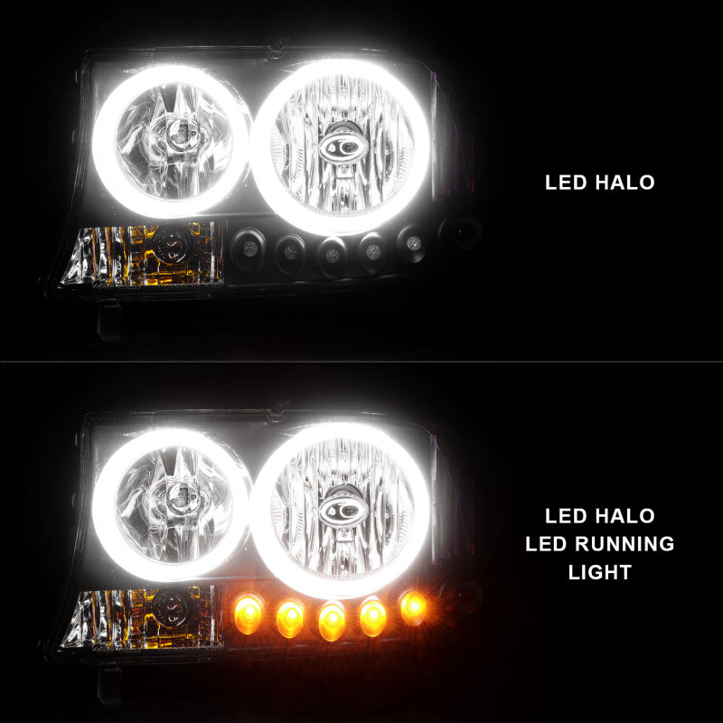 ANZO Crystal Headlights Black 1pc for 1997-2004 Dodge Dakota