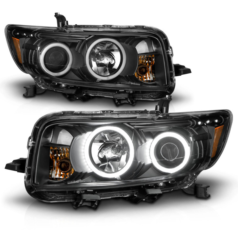 ANZO Projector Headlights w/ Halo Black for 2008-2010 Scion Xb
