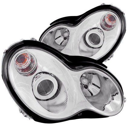 ANZO Projector Headlights w/ Halo Chrome for 2002-2004 Mercedes C Class W203