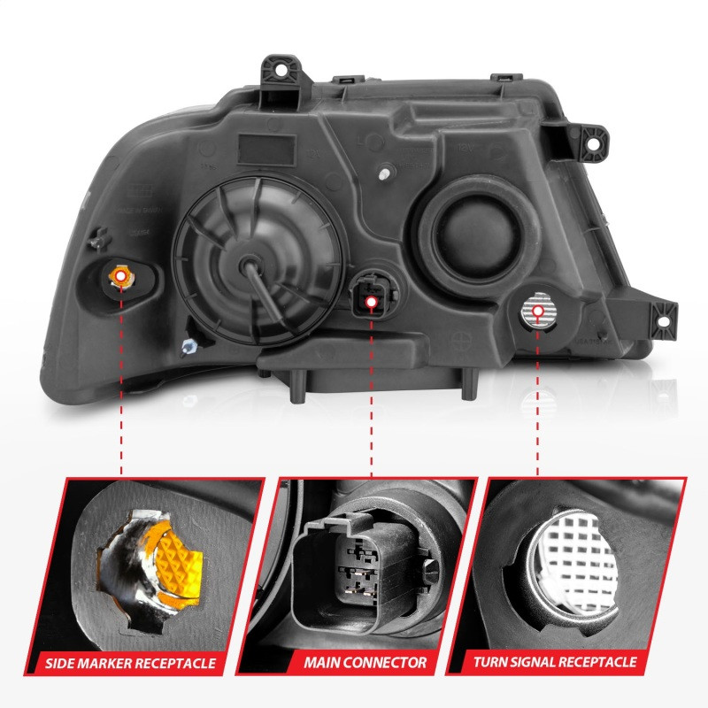 ANZO Crystal Headlights Black for 2003-2006 Lincoln Navigator