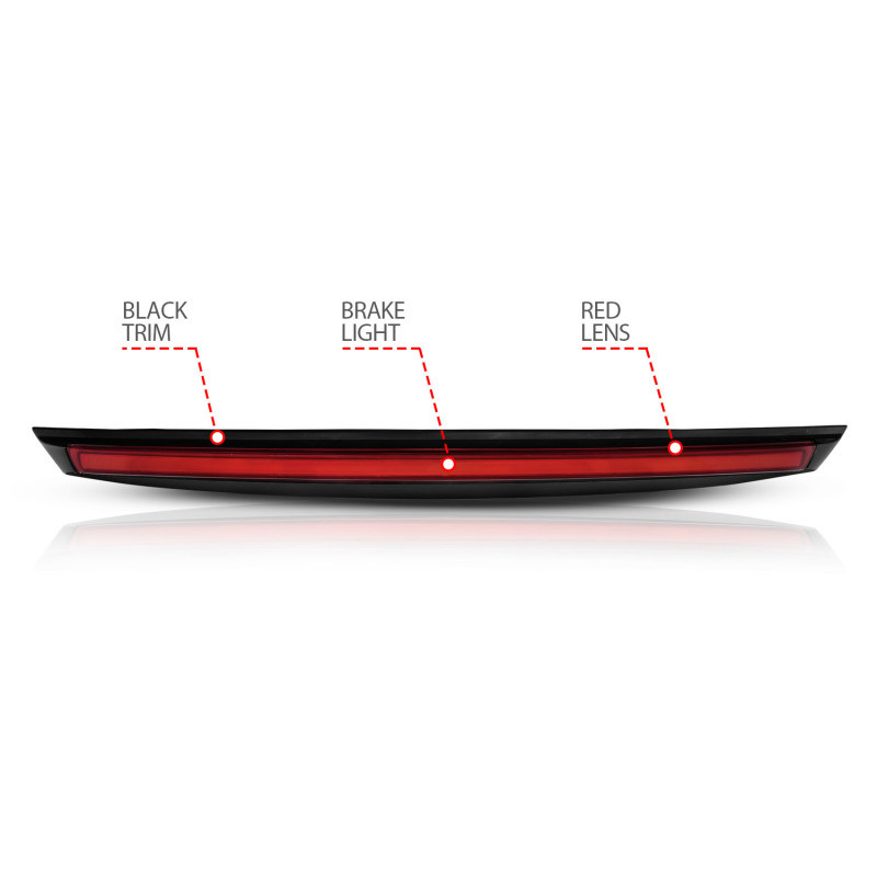 ANZO LED 3rd Brake Light Black Red Lens w/ Spoiler 1pc for 07-14 Suburban 1500