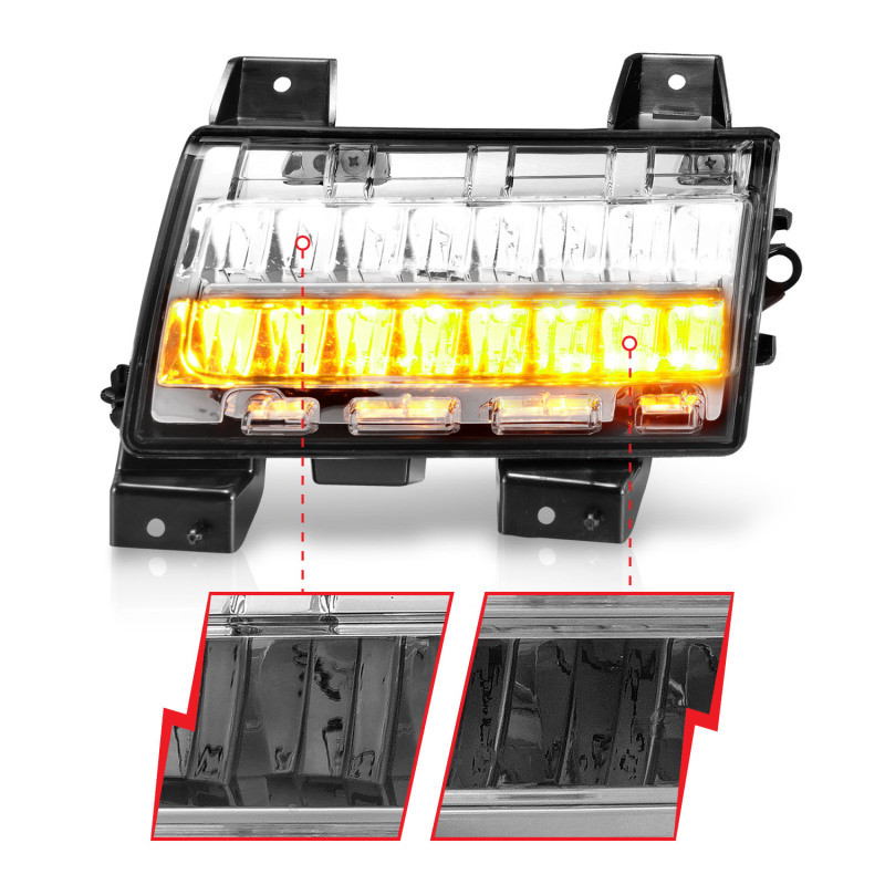 ANZO LED Side Markers Chrome Housing Clear Lens  for 2018-2021 Jeep Wrangler