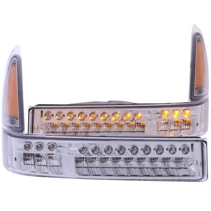 ANZO LED Parking Lights Chrome w/ Amber Reflector for 2000-2004 Ford Excursion