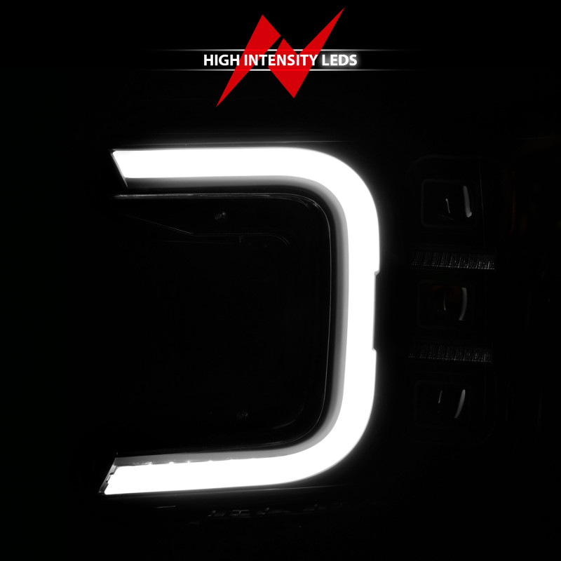 Anzo Full Led Projector Light Bar Headlights Black Amber for 18-20 Ford F-150