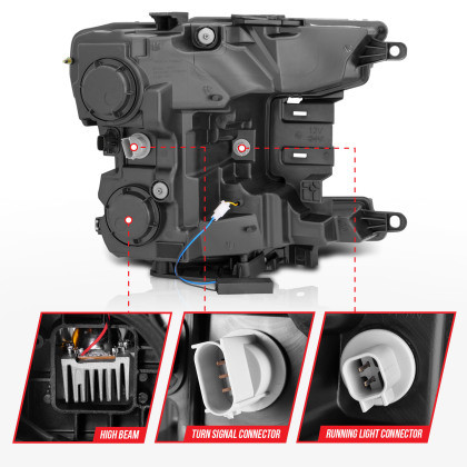 Anzo Led Projector Light Bar Headlights - Chrome Amber for 18-20 Ford F-150