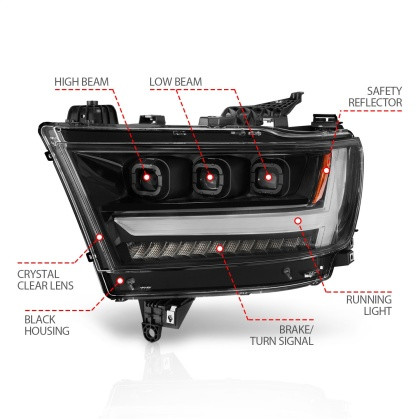 ANZO LED Projector Headlights Plank Style w/ Sequential for 19-20 Ram 1500
