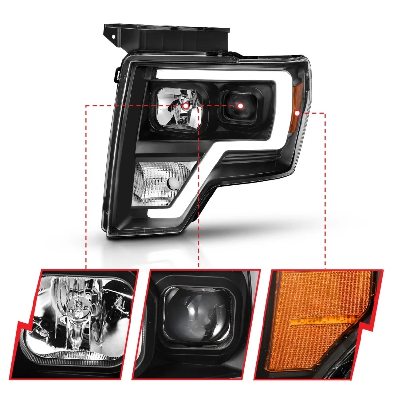 ANZO Projector Light Bar H.L Black Amber for 2009-2014 Ford F-150