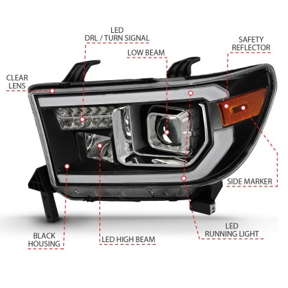 ANZO Projector Light Bar H.L Black Amber(Led High Beam) for 07-14 Toyota Tundra