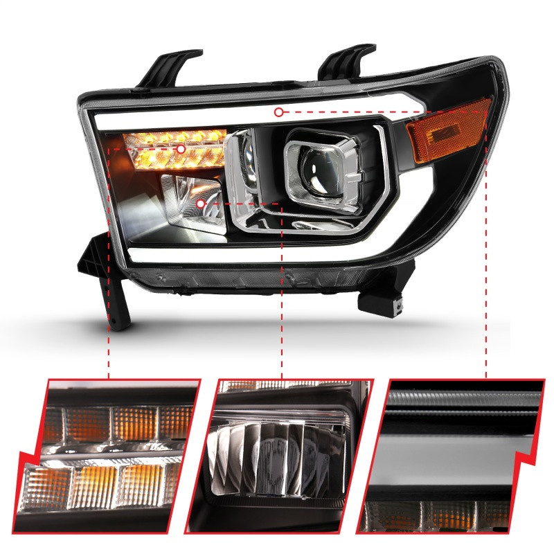 ANZO Projector Light Bar H.L Black Amber(Led High Beam) for 07-14 Toyota Tundra