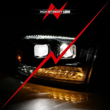 ANZO Led Projector Plank Switchback H.L Halo Black Amber for 09-18 Ram 1500