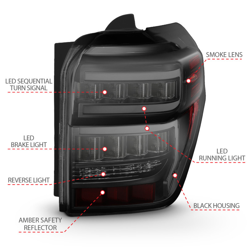 ANZO T.L Black Housing Smoke Lens Red Light Bar W/Sequential for 14-20 4Runner