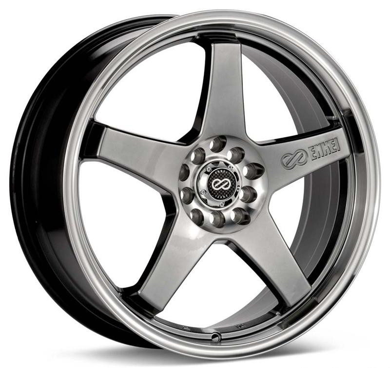Enkei EV5 17x7 4x100/114.3 45mm Offset Hyper Black w/ Machined Lip Wheel